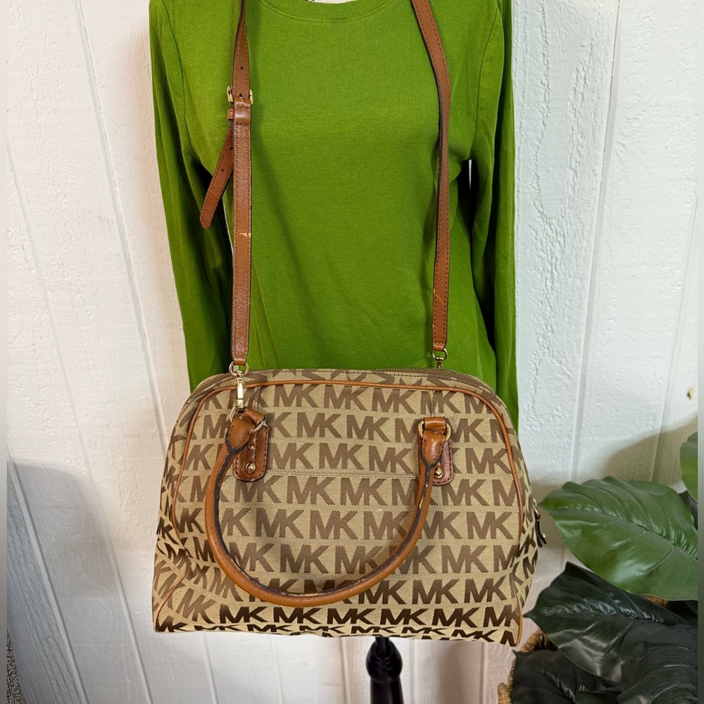 Michael Kors Tan and Brown MK Satchel